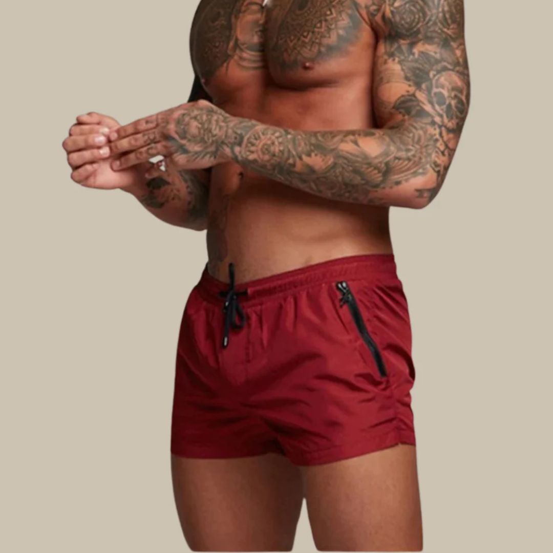 Drawstring Swim Shorts with Zip Pocket