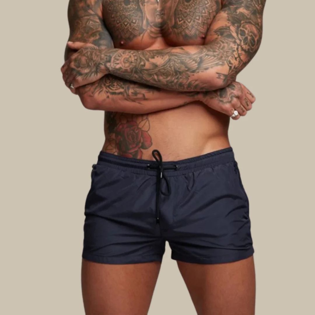 Drawstring Swim Shorts with Zip Pocket