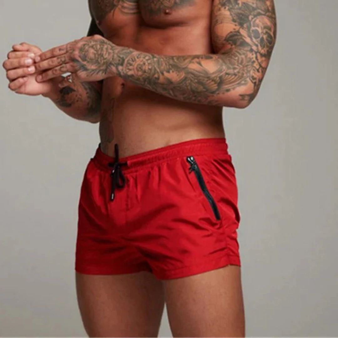 Drawstring Swim Shorts with Zip Pocket