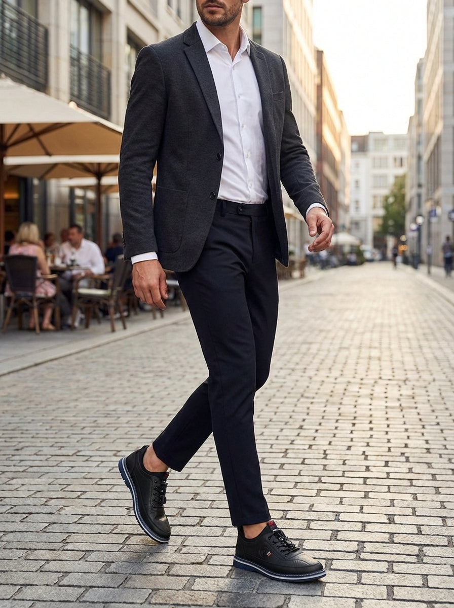 Men's Leather Derby Shoes | Smart Casual Lace-Up Brogues