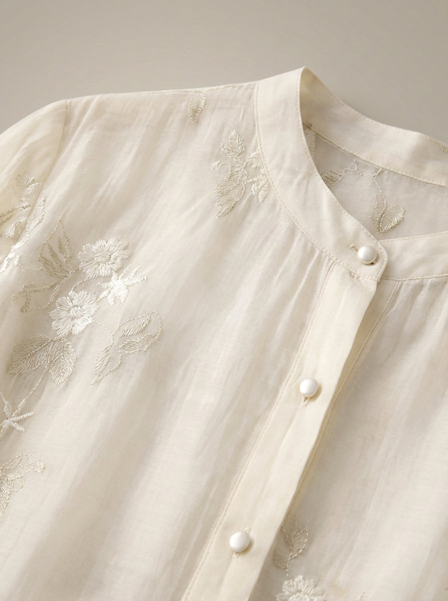 Women's Embroidered Blouse | 3/4 Sleeve Shirt