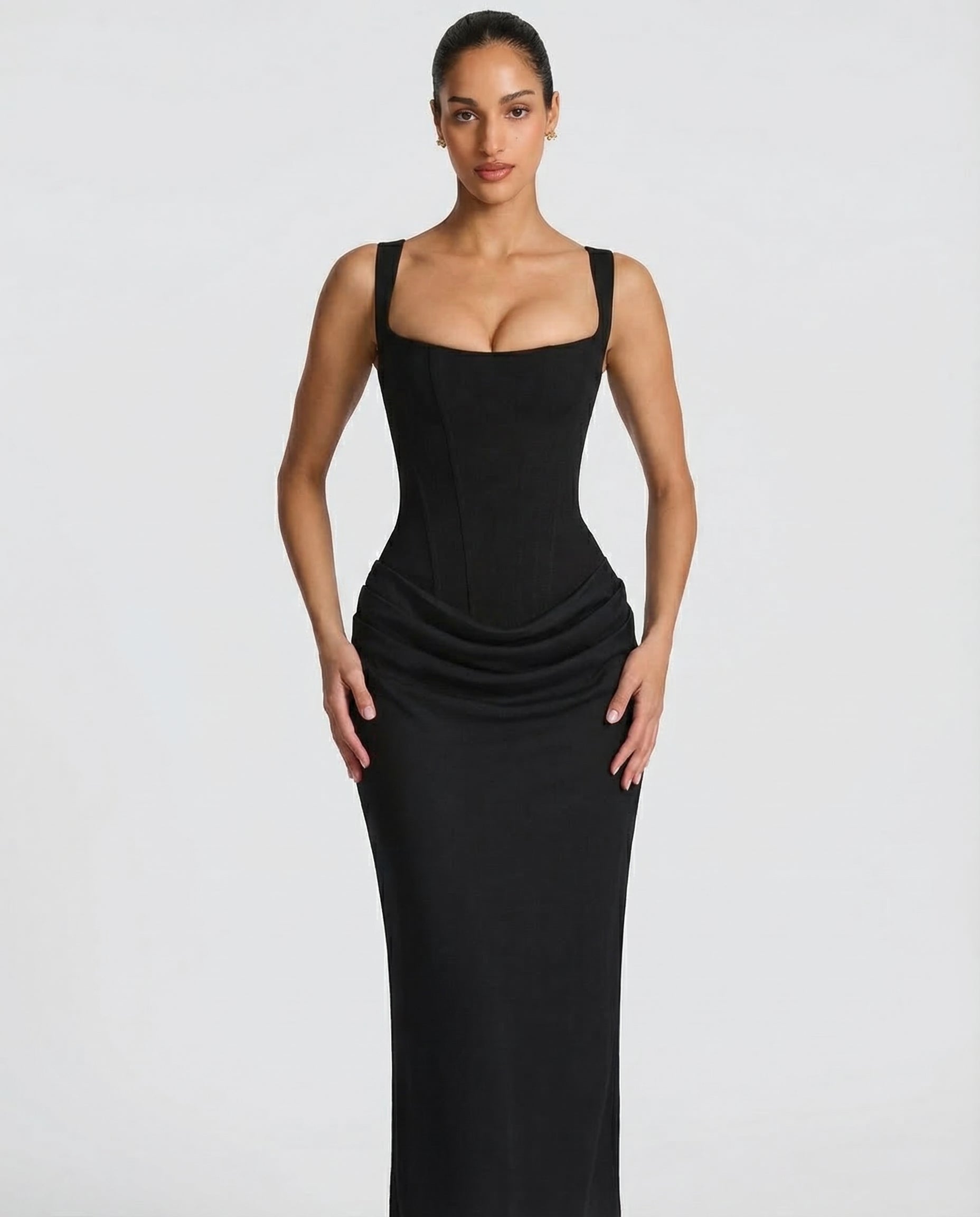 Women's Corset Style Satin Maxi Evening Dress