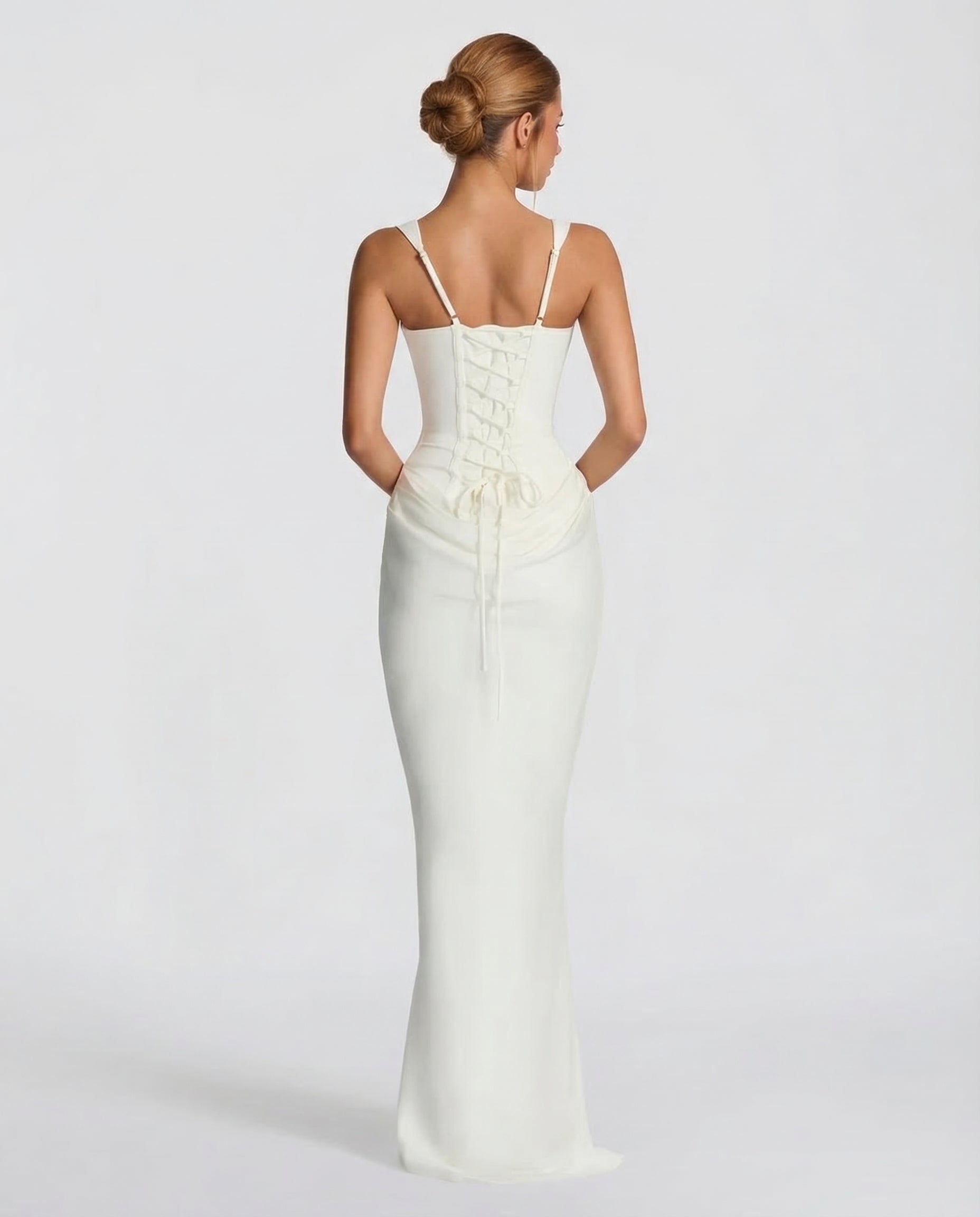Women's Corset Style Satin Maxi Evening Dress