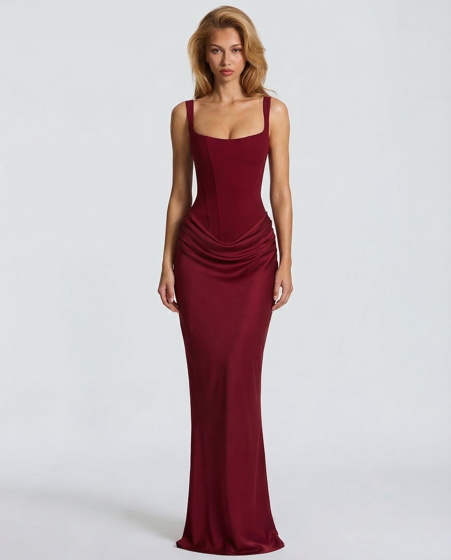 Women's Corset Style Satin Maxi Evening Dress