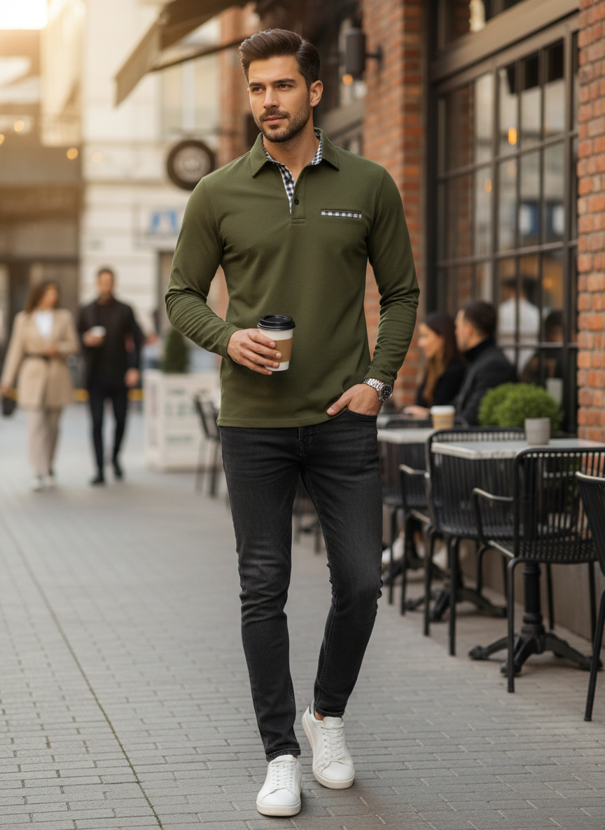 Polo à manches longues pour homme | Coupe casual chic