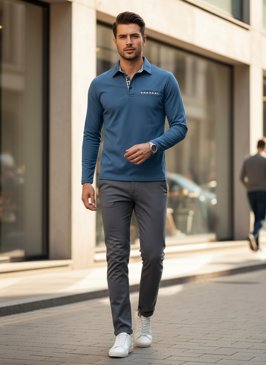 Polo à manches longues pour homme | Coupe casual chic