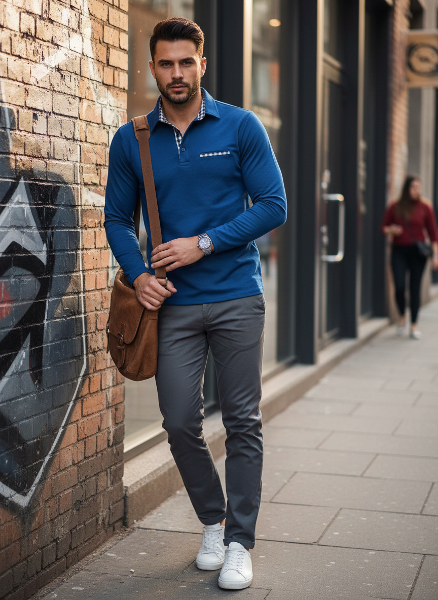 Polo à manches longues pour homme | Coupe casual chic