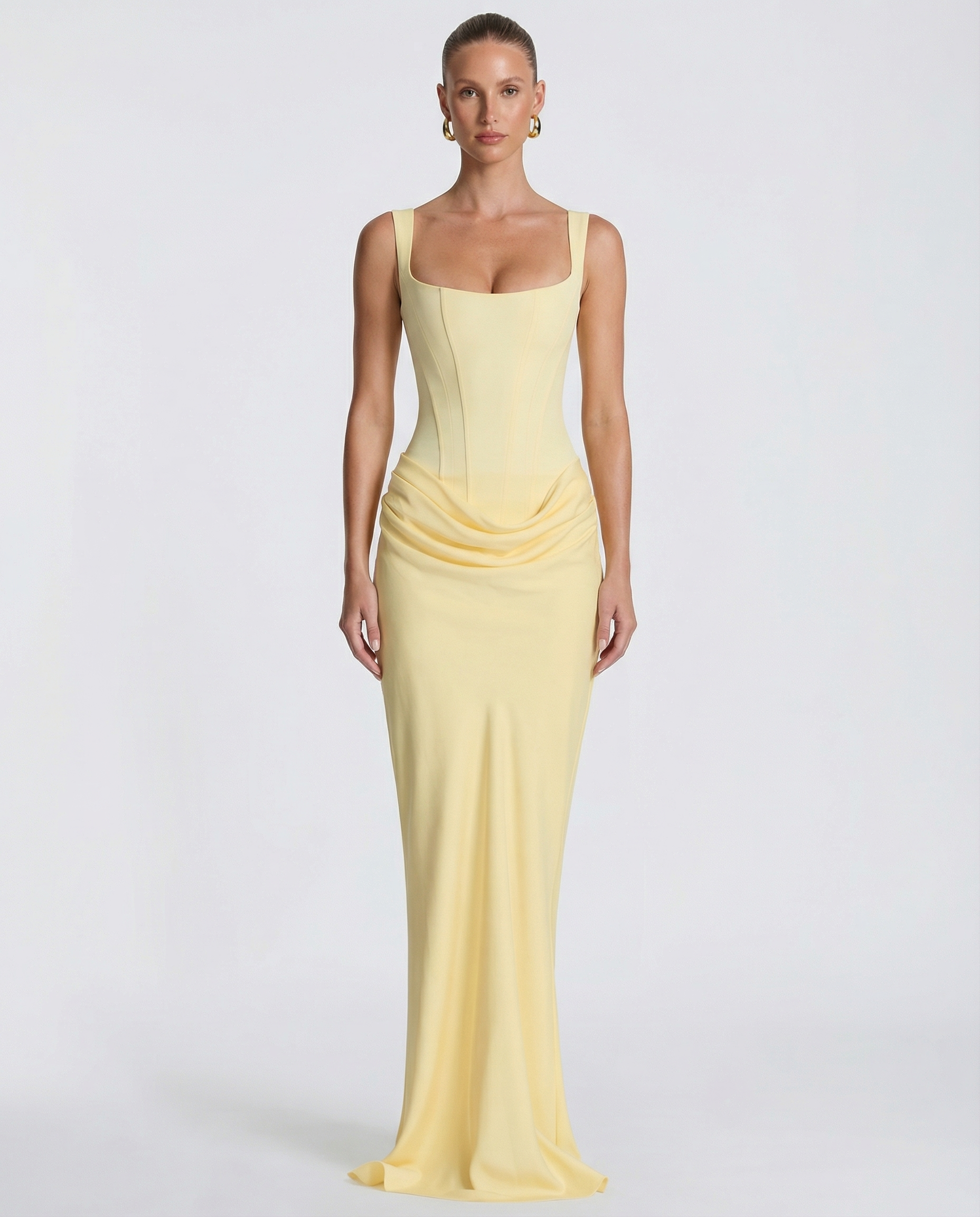 Women's Corset Style Satin Maxi Evening Dress