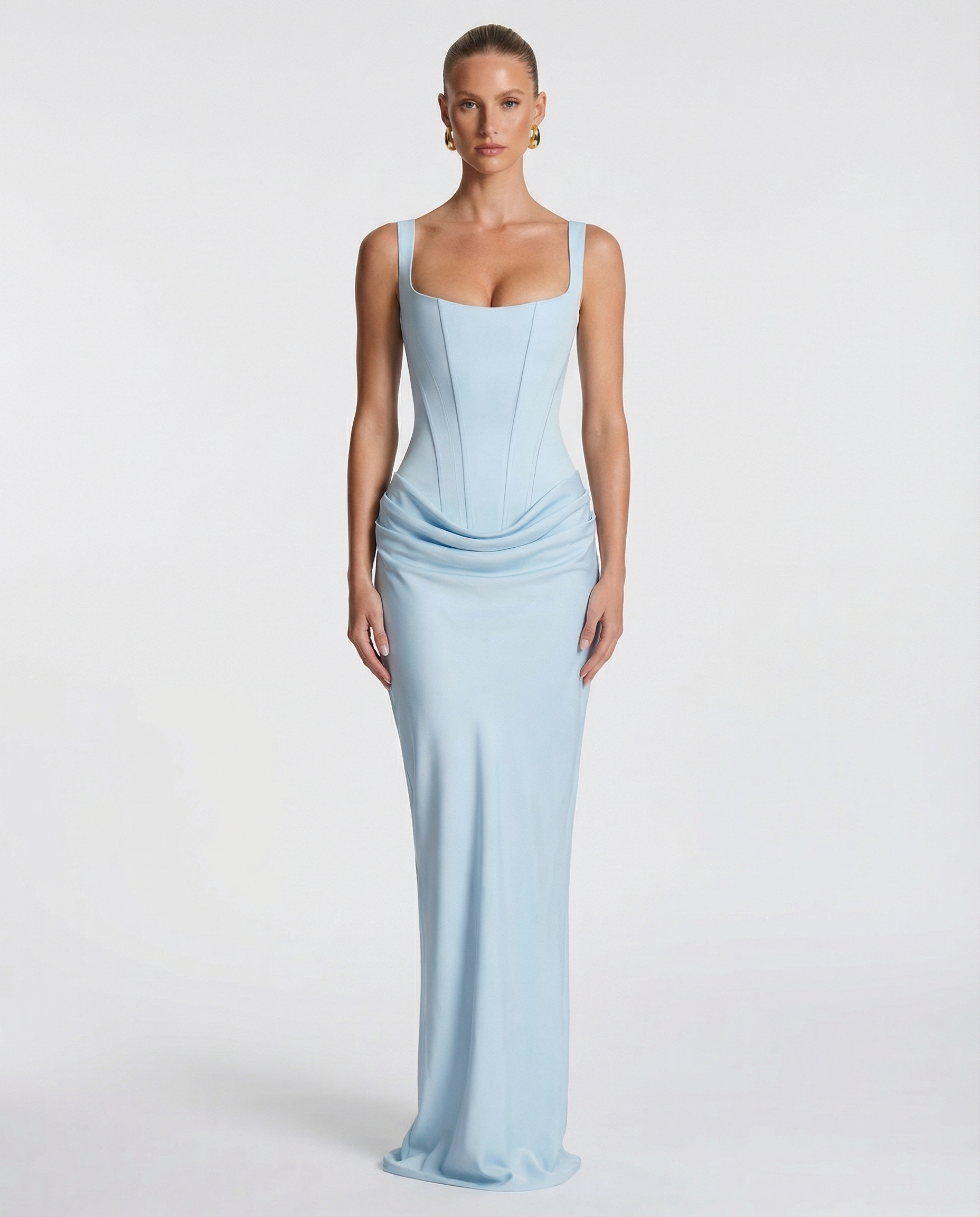 Women's Corset Style Satin Maxi Evening Dress
