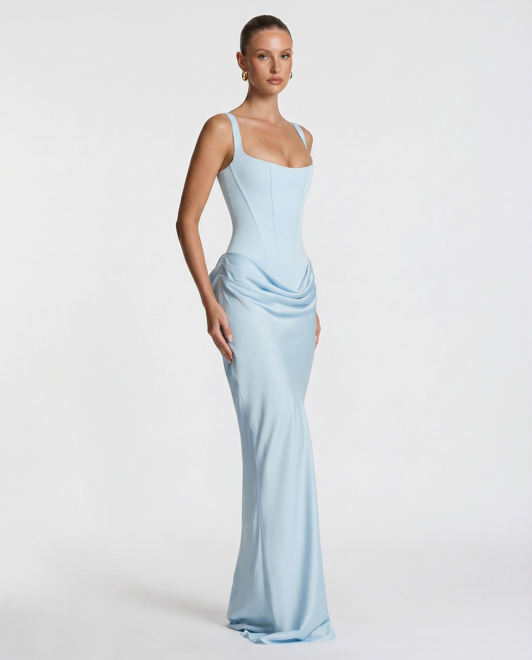 Women's Corset Style Satin Maxi Evening Dress