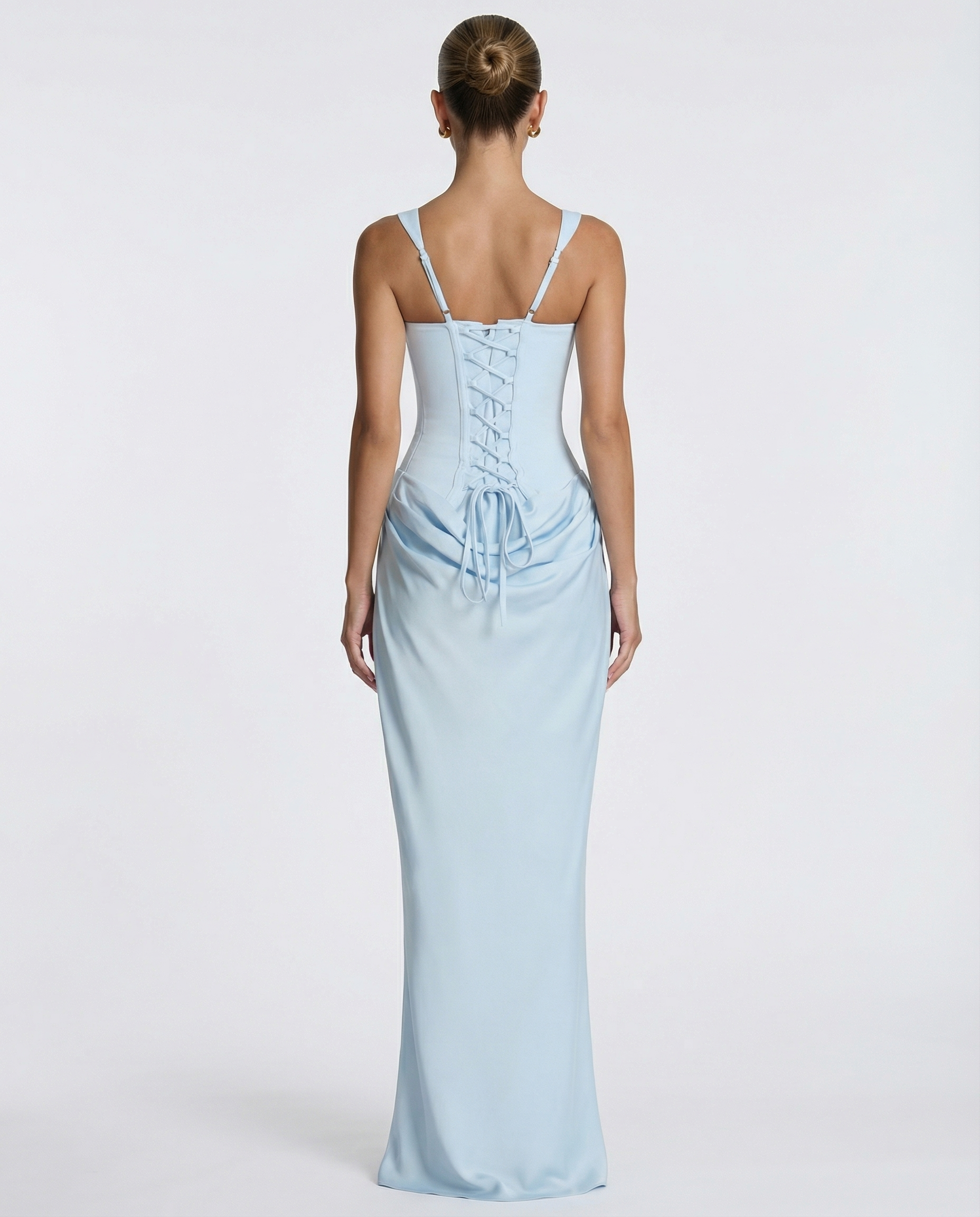 Women's Corset Style Satin Maxi Evening Dress