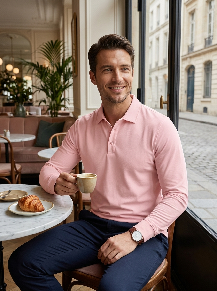 Men's Long Sleeve Polo Shirt | Casual Cotton Blend