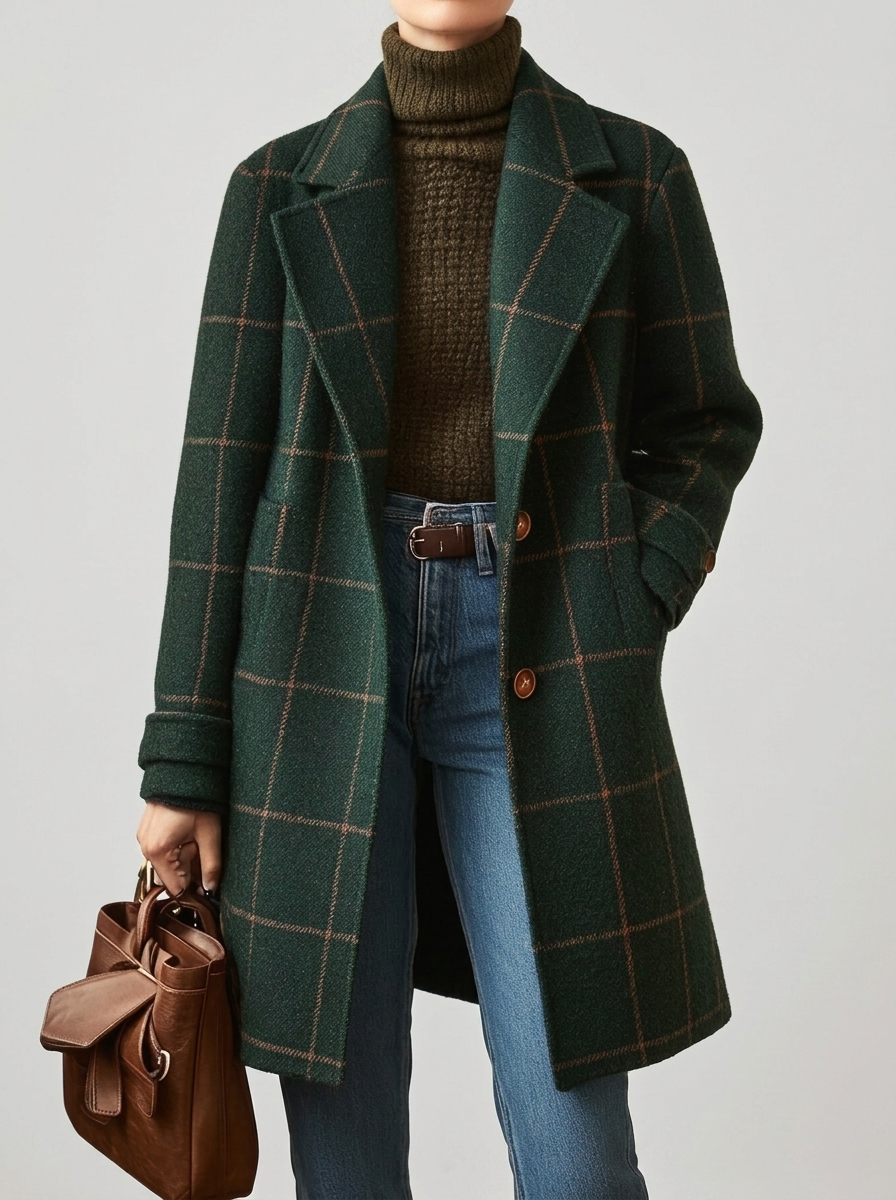 Women’s Checked Longline Tailored Coat