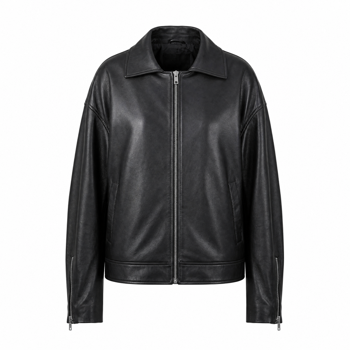 Veste décontractée pour femme en similicuir à fermeture éclair