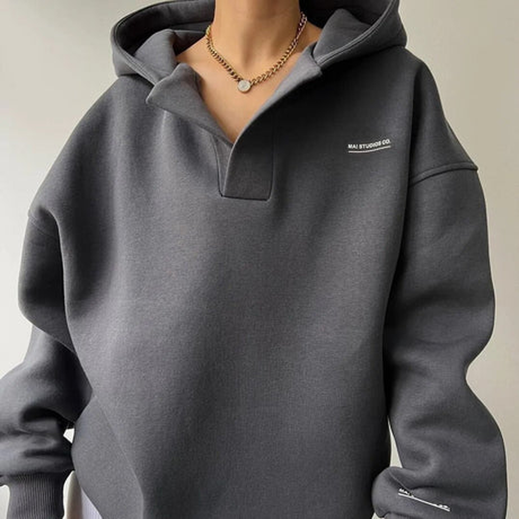 Sweat à capuche oversize pour femme avec col et manches longues