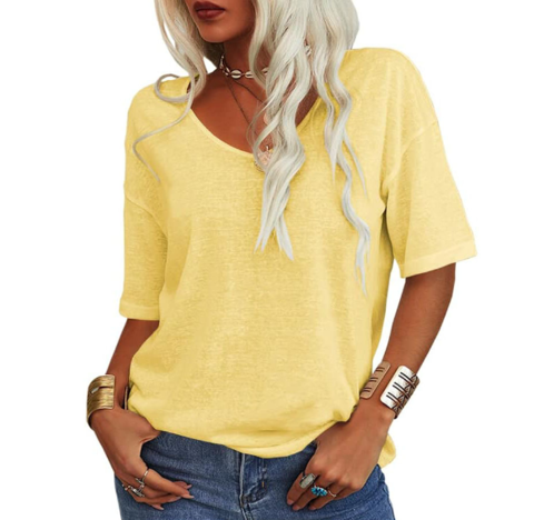 Short Sleeve T-Shirt with V-Neck for Everyday Wear