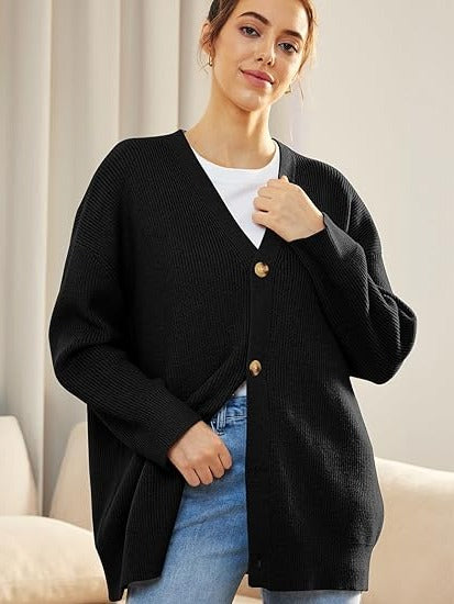 Women's Oversized Button-Front Cardigan