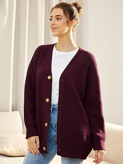 Women's Oversized Button-Front Cardigan