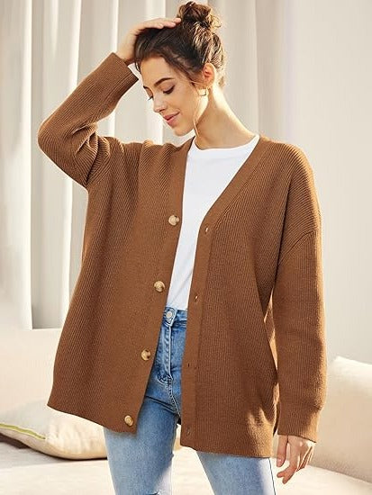 Women's Oversized Button-Front Cardigan