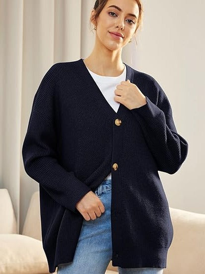 Women's Oversized Button-Front Cardigan