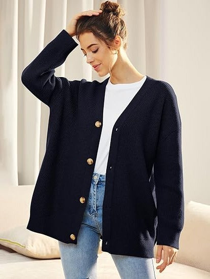Women's Oversized Button-Front Cardigan