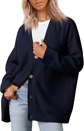 Women's Oversized Button-Front Cardigan