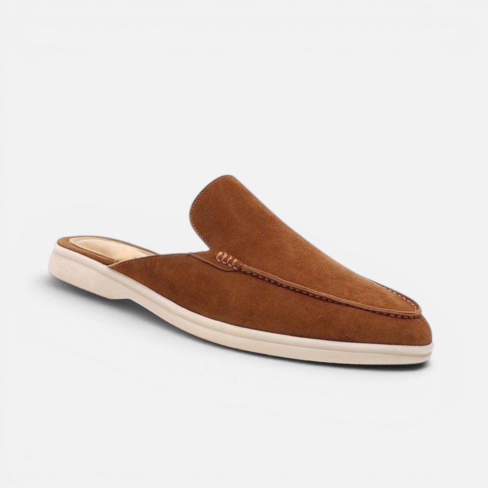 Men's Suede Slip-On Mule Loafers with Cushioned Sole