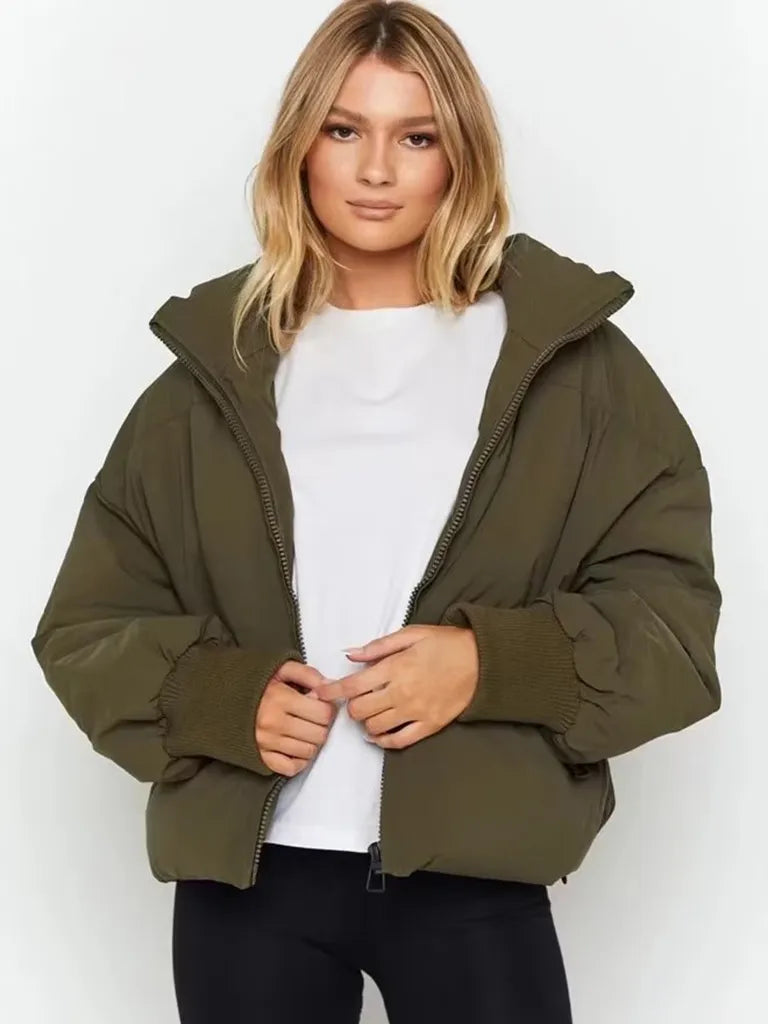 Women’s Padded Puffer Jacket with High Neck