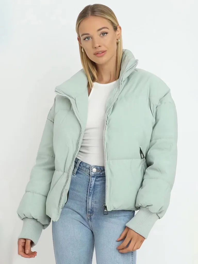 Women’s Padded Puffer Jacket with High Neck