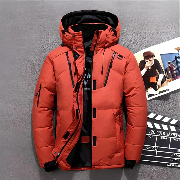 Men's Insulated Winter Jacket with Adjustable Hood
