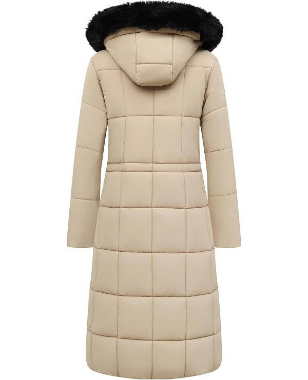 Women's Long Waterproof Winter Parka with Faux Fur Hood