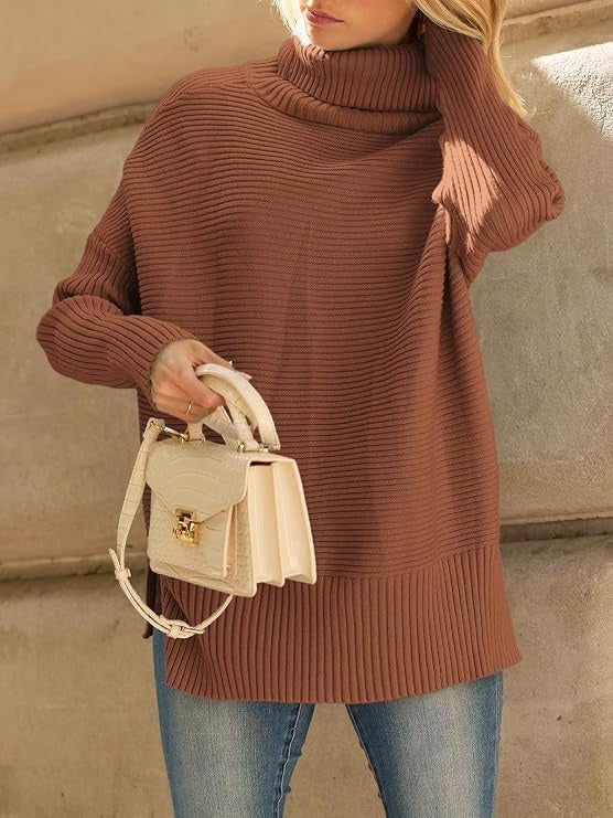 Women's Oversized Turtleneck Jumper | Longline Knit