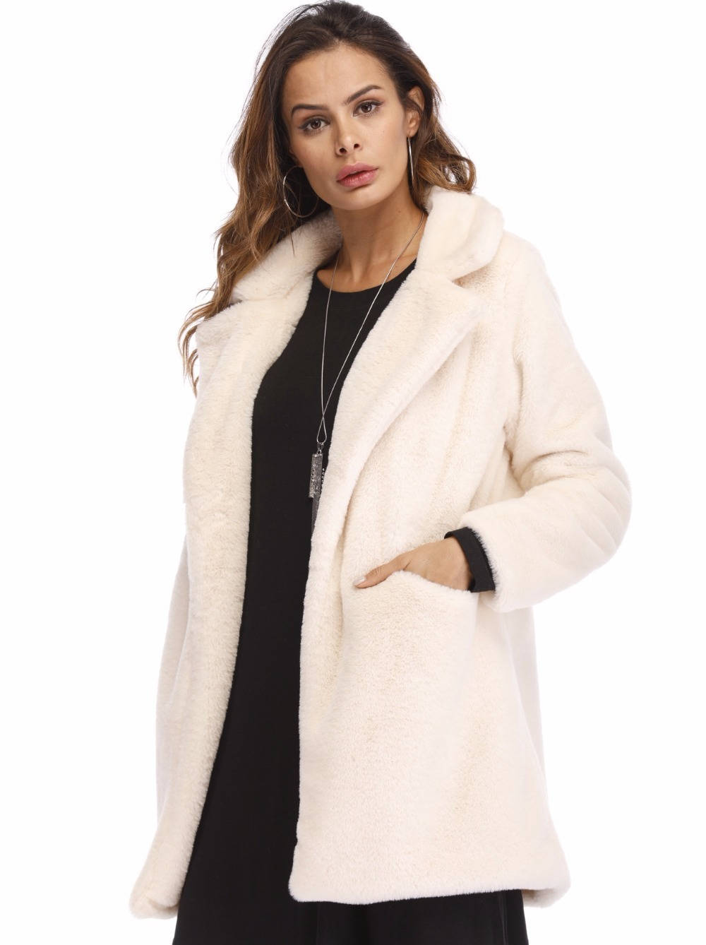 Women's Faux Fur Coat | Oversized Winter Lapel Jacket