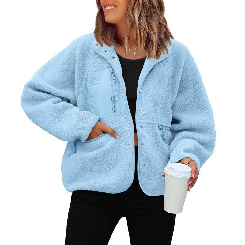 Women's Cropped Sherpa Fleece Jacket | Button-Down Shacket