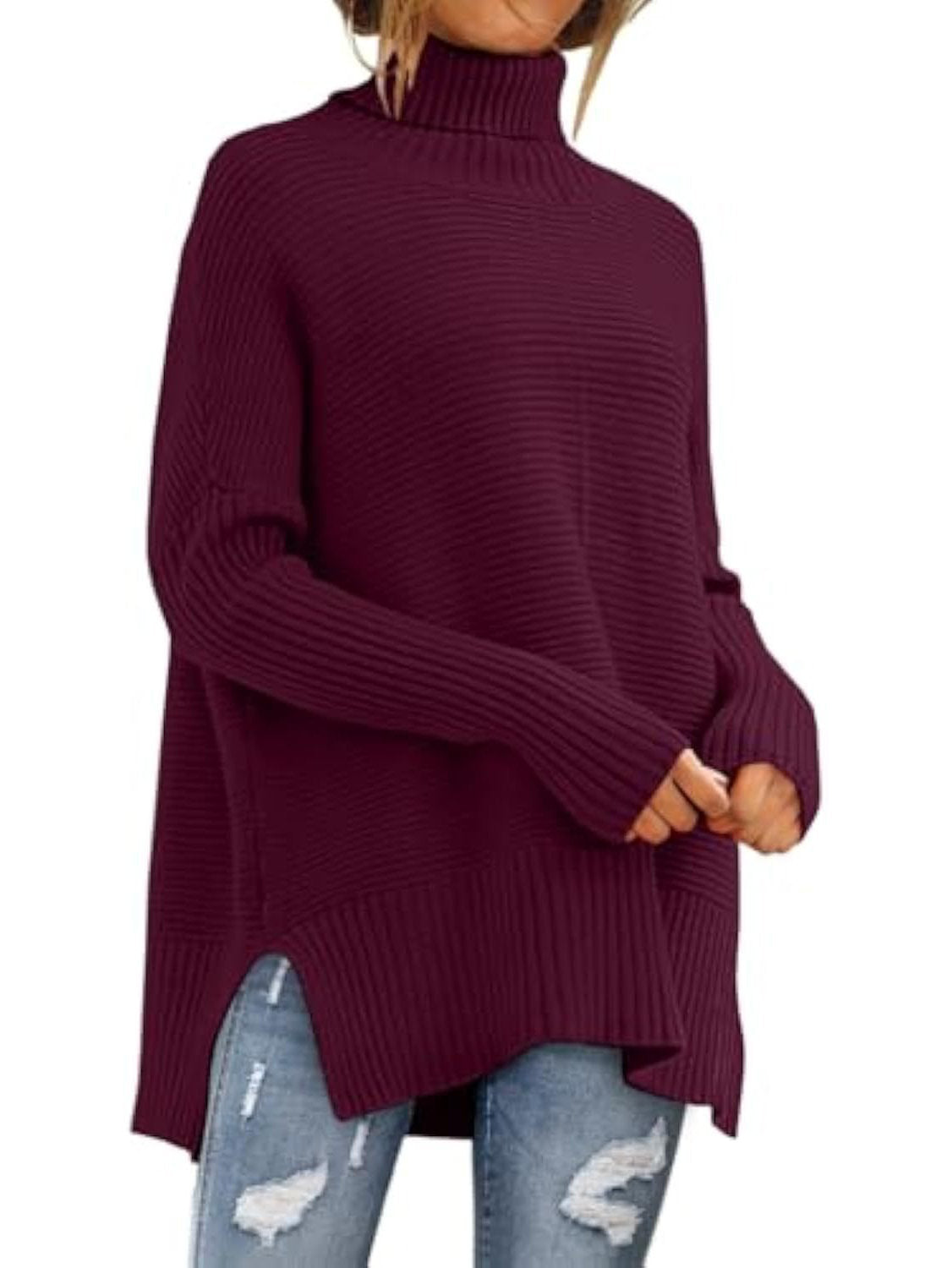 Women's Oversized Turtleneck Jumper | Longline Knit