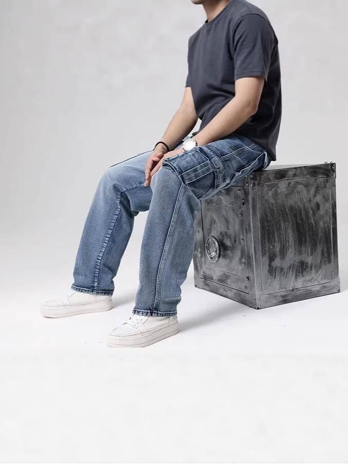 Jean cargo à jambes larges pour homme | Pantalon en denim à coupe ample