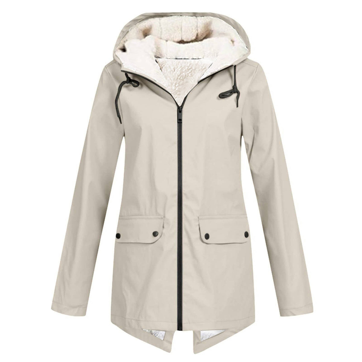 Veste de pluie imperméable pour femme | Manteau à capuche doublé en polaire