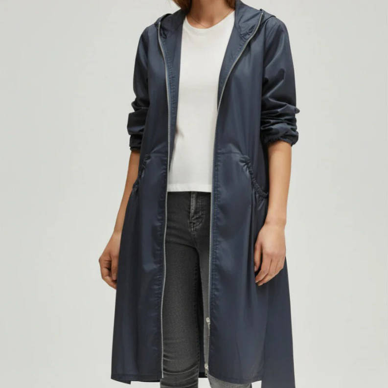 Women's Long Waterproof Rain Coat with Hood