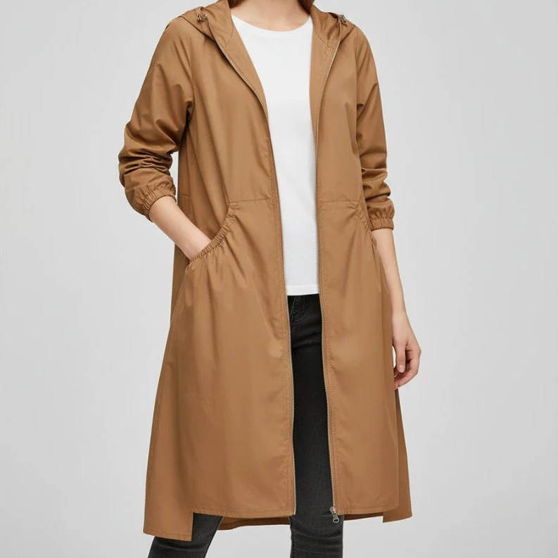 Women's Long Waterproof Rain Coat with Hood