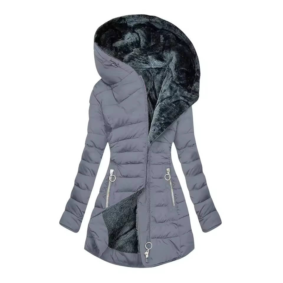 Women's Hooded Winter Coat | Quilted Longline Jacket