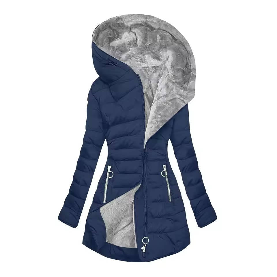 Women's Hooded Winter Coat | Quilted Longline Jacket