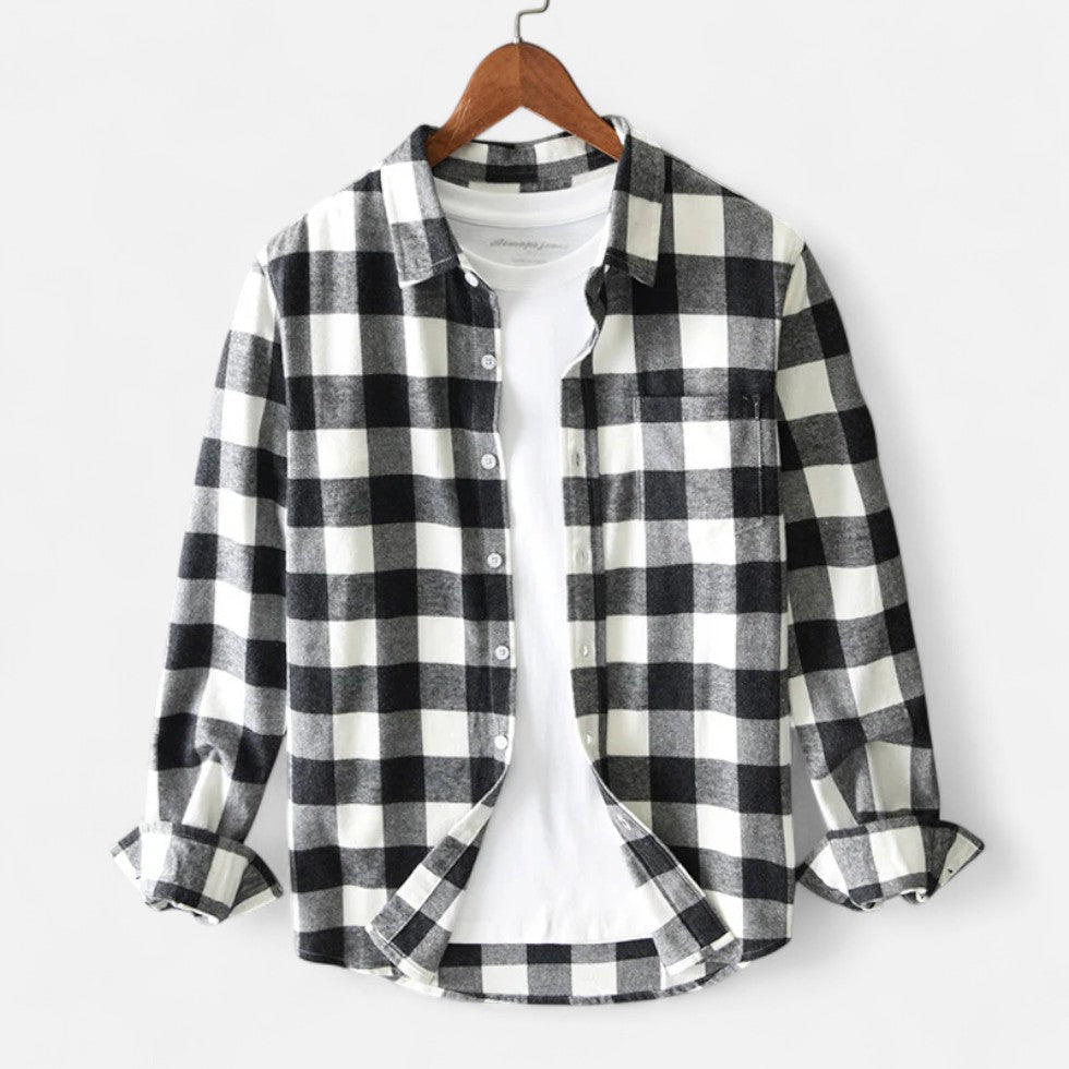 Men's Buffalo Check Flannel Button-Up Shirt