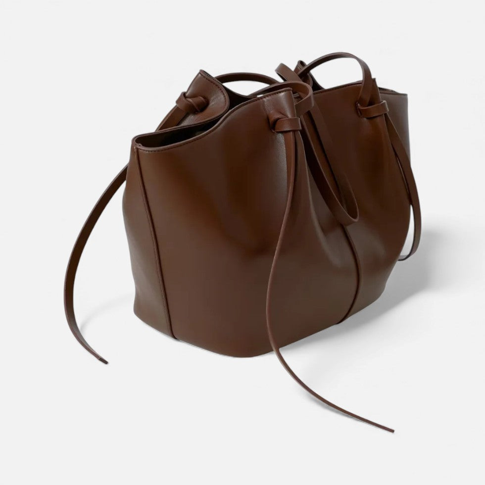 Women's Oversized Leather Tote Bag with Turn-Lock Closure