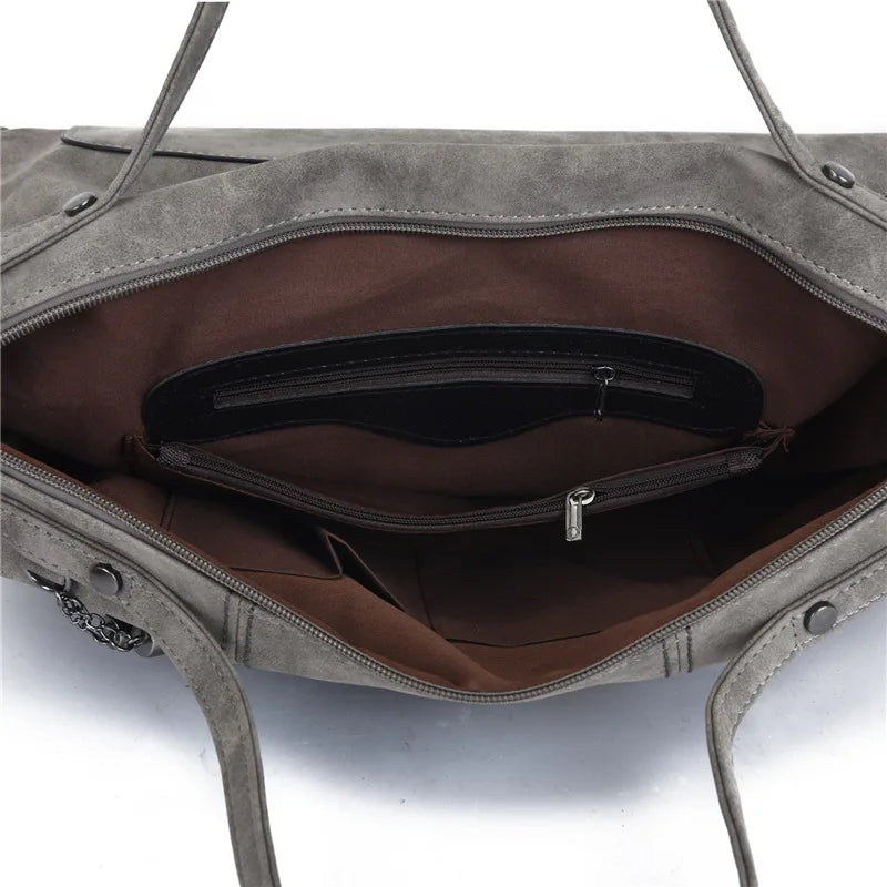 Tote Bag in Faux Leather with Tasseled Crossbody Strap