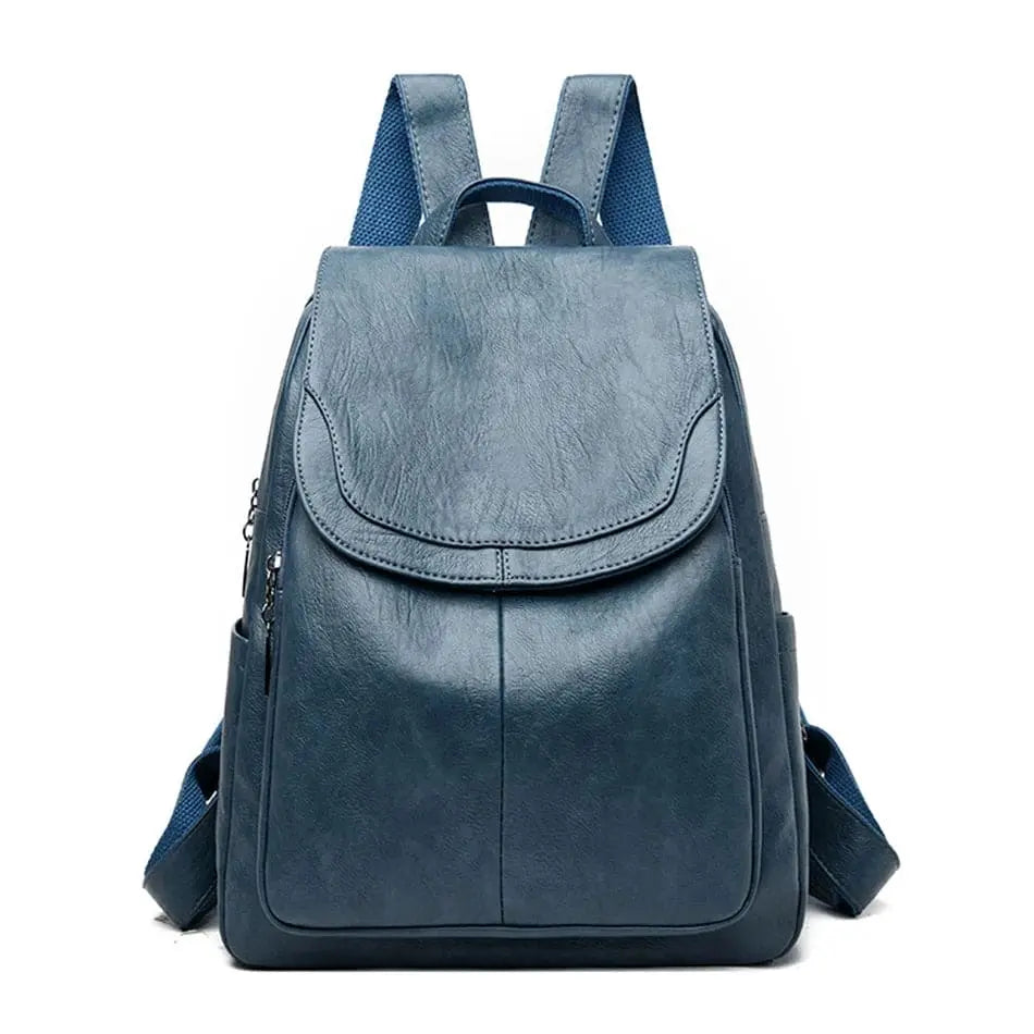 Backpack in Faux Leather with Anti-Theft Back Zip