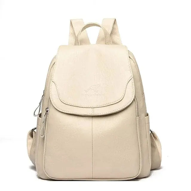 Backpack in Faux Leather with Anti-Theft Back Zip