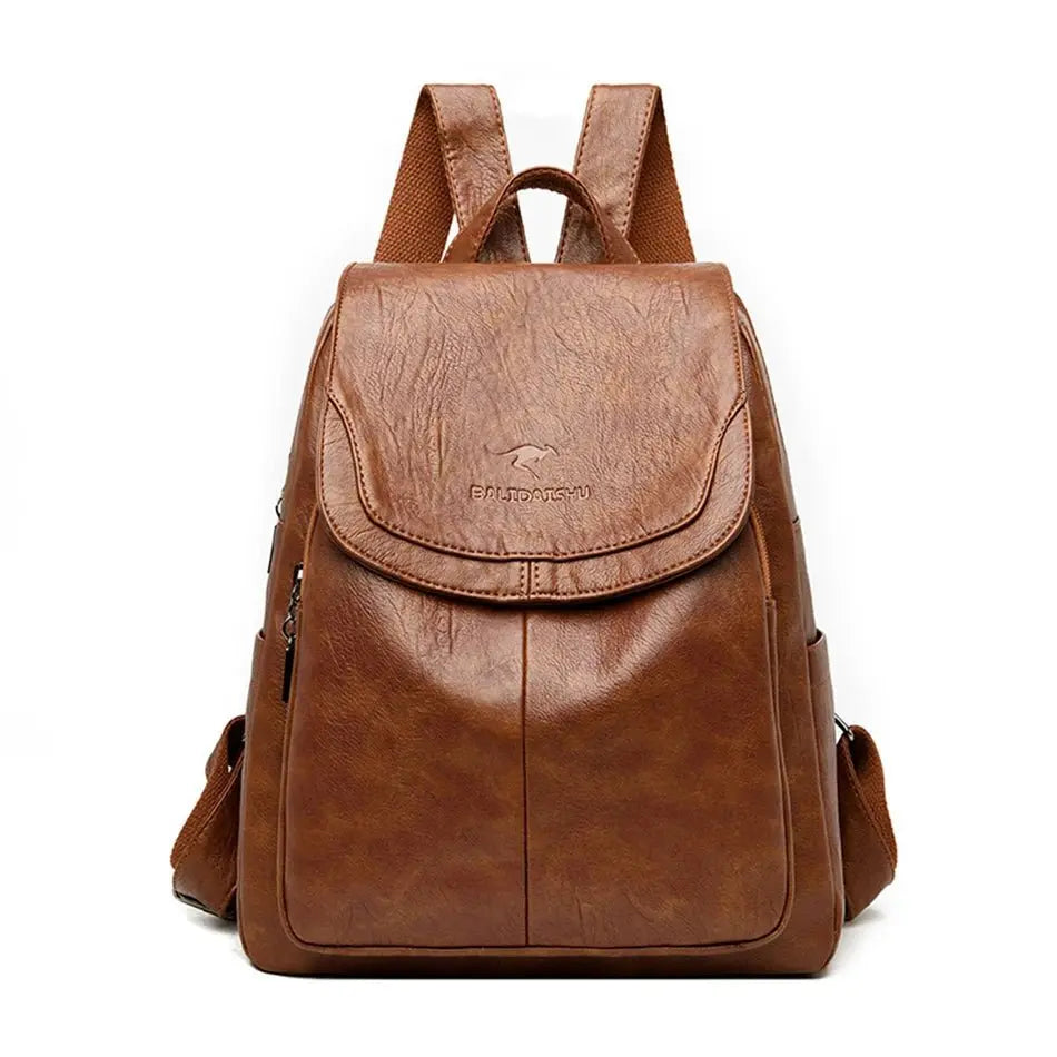 Backpack in Faux Leather with Anti-Theft Back Zip