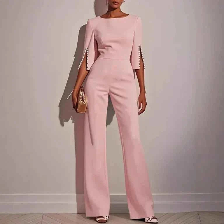 Wide-Leg Jumpsuit with Embellished Cuffs