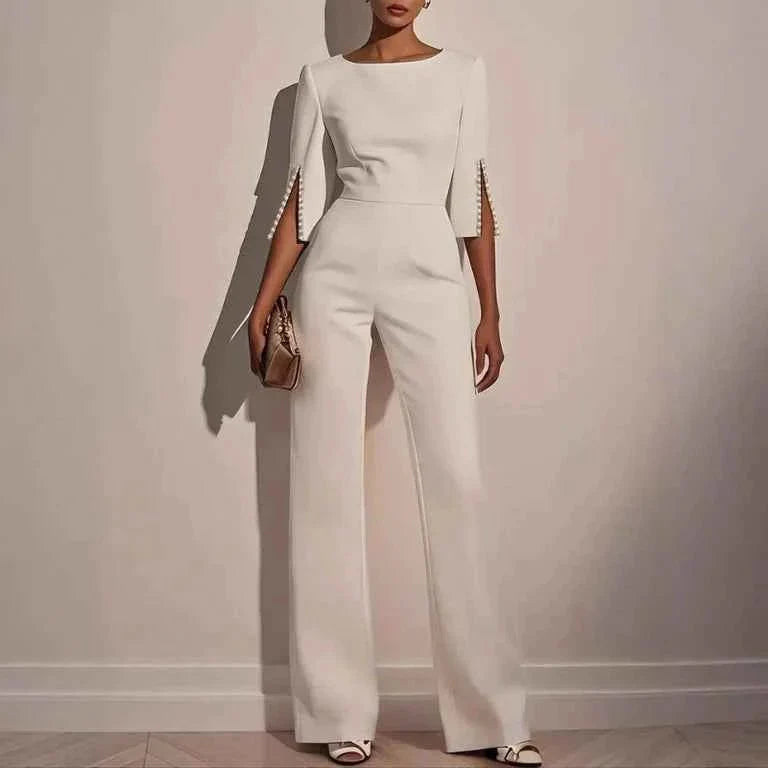 Wide-Leg Jumpsuit with Embellished Cuffs