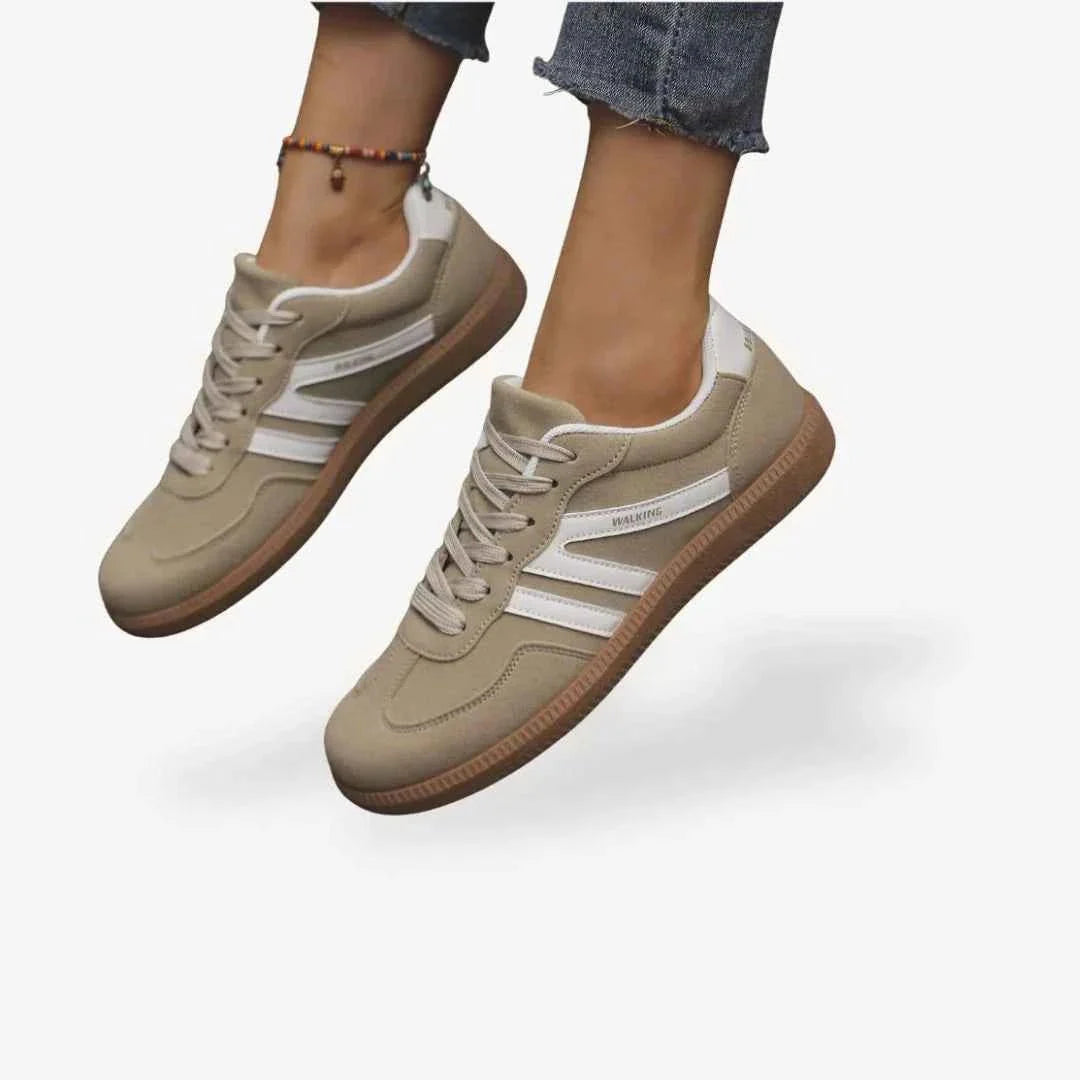 Panelled Sneakers with Lace-Up Front and Gum Sole